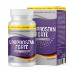 Uroprostan Kapseln Verpackung mit Kürbiskernen und Brennnesselblättern im Hintergrund